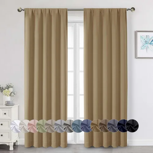 Miniatura 52 de Cortinas opacas para dormitorio, sala de estar, juego de 2 paneles de 54 pulgadas de largo, cortinas de oscurecimiento de habitación con aislamiento