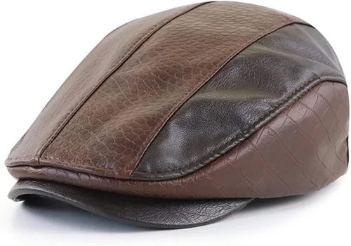Miniatura 12 de Gorra de hiedra para hombre, sombrero de cuero de PU para hombre, boina ajustable, gorra plana de golf, gorra plana Gatsby, sombrero de pesca