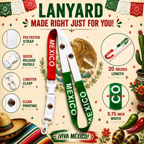 Miniatura 3 de EASTEX Llavero con cordón de la bandera de México, cordones mexicanos para llaves, tarjetero de identificación, relleno de calcetines de Navidad 1