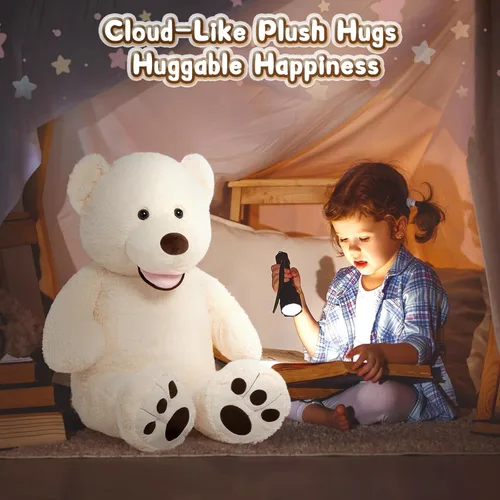 Miniatura 3 de MorisMos Oso de Peluche Gigante, Oso de 39 Pulgadas, Animales de Peluche Grandes con Huellas Grandes, Osos de Peluche de Regalo para Niños
