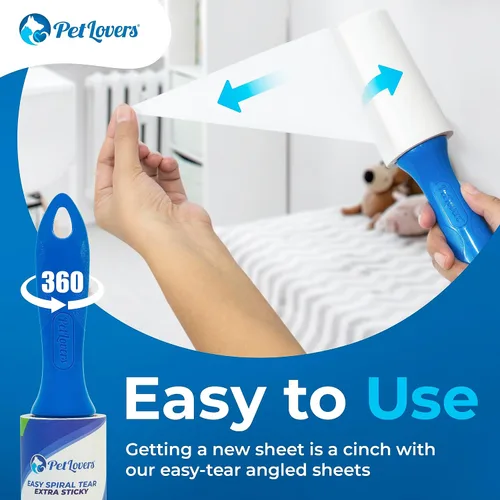 Miniatura 6 de PetLovers Rodillos y repuestos extra pegajosos para pelusas – 990 hojas, removedor de pelusa para perros y gatos, 9 paquetes de recambios