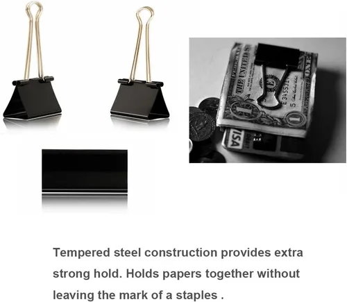 Miniatura 4 de Paquete de 48 clips grandes para carpeta de oficina y hogar de 1.6 pulgadas