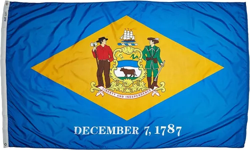 Miniatura 4 de Annin Flagmakers Bandera del estado de Delaware fabricada en Estados Unidos según las especificaciones de diseño oficiales del estado, 3 x 5 pies