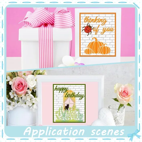 Miniatura 8 de INFUNLY Valla de pared de ladrillo con troquel de palabras y troqueles de feliz cumpleaños para hacer tarjetas, álbumes de recortes y decoración