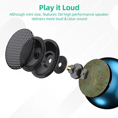 Miniatura 5 de SEVENKA 2 mini altavoces Bluetooth, altavoz inalámbrico portátil pequeño de 3 W con cordón, resistente al agua, emparejamiento estéreo inalámbrico