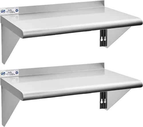 Miniatura 11 de HALLY SINKS & TABLES H Estante de acero inoxidable de 18 x 36 pulgadas, 350 libras, estantería flotante comercial de montaje en pared