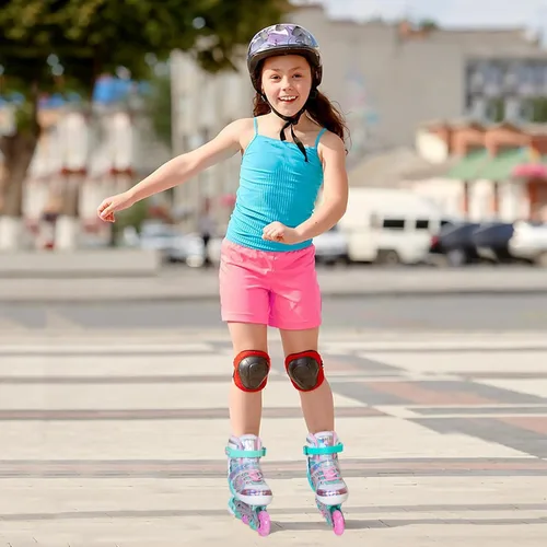 Miniatura 4 de MammyGol Patines en línea para niñas y niños, 4 tamaños ajustables, patines de mariposa con ruedas intermitentes de colores vibrantes, patines