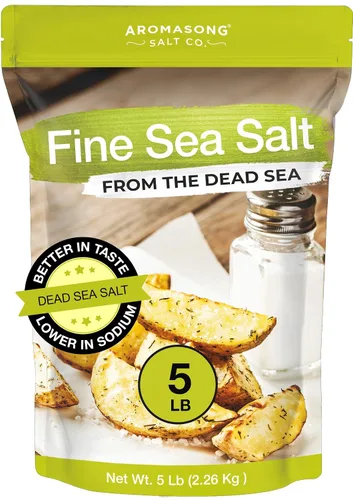 Miniatura 9 de Aromasong Sal marina 100% natural del mar muerto, sal de mesa de grano fino, 13 onzas. Salero de sal, 100% pura y natural, sin refinar, sin gluten