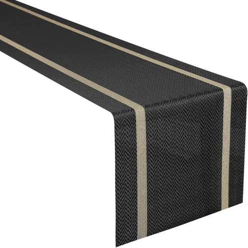 Miniatura 10 de FAVE Camino de mesa de vinilo tejido blanco Camino de mesa tejido con hilos dorados 72x12 pulgadas resistente al calor limpiable Manteles de mesa