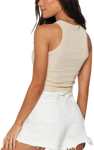 Miniatura 3 de Camisetas básicas sin mangas de punto acanalado y diseño teñido de cuello redondo Camisa corta de verano Y2K chaleco top