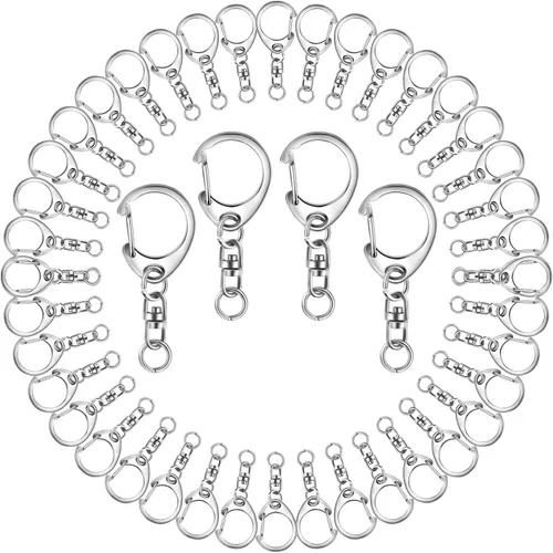 Miniatura 9 de 50 piezas Roctee - Gancho giratorio para cordón con llaveros, ganchos de metal para llavero de cordón, para manualidades, cierre de langosta