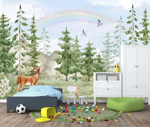 Miniatura 21 de Papel tapiz de bosque brumoso desprendible y adhesivo Mural autoadhesivo de bosque nebuloso para sala de estar, dormitorio 82"x57
