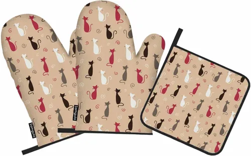 Miniatura 25 de Juego de guantes de horno y soportes para ollas de béisbol, diseño de cordones de softbol, resistentes al calor, 3 piezas para cocinar, hornear