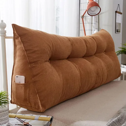 Miniatura 11 de Almohada triangular para cabecero, almohada de cuña de lectura, cojín de cabecero, almohada de respaldo para día, cama, litera, funda extraíble Negro