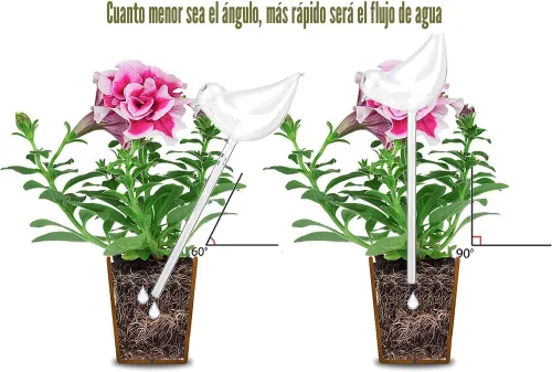 Miniatura 5 de Globos de riego de plantas de vidrio, globos de riego automático en forma de pájaro, inserto de maceta de riego automático, dispositivos de riego