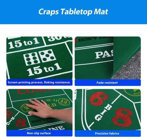 Miniatura 3 de GSE Games & Sports Expert 36" x 72" Casino Layout Felt, Professional Casino Tabletop Mat for Parties, Casino Poker Game Night