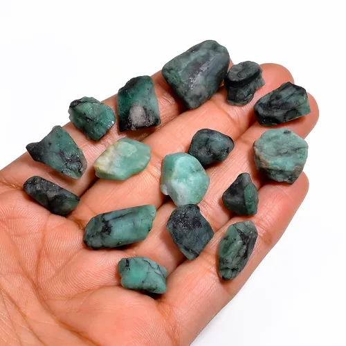 Miniatura 4 de Lote de piedra esmeralda verde cruda de 100 quilates, piedras preciosas en bruto, cristales naturales, cristales de chakra, piedras curativas