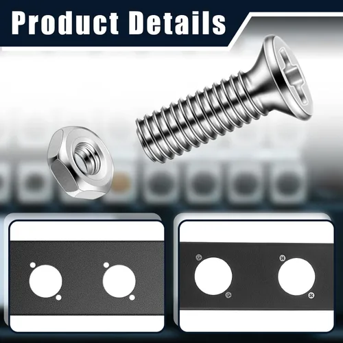 Miniatura 5 de Kit de tornillos y tuercas para panel Serie D, 50 piezas, conector de montaje en panel, tornillos M2.0.197 x 0.315 in, acero inoxidable, soportes