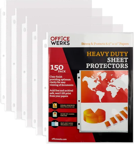 Office Werks Protectores de documentos de calidad de archivo | Fundas transparentes reforzadas para hojas | Paquete de 150 unidades sin ácidos |