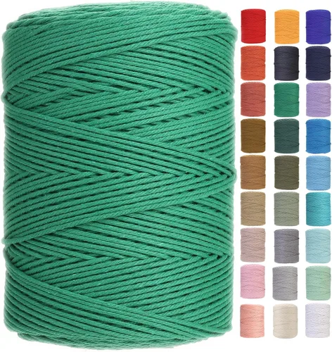 Miniatura 17 de Cuerda de macramé 4 mm x 328 yardas Natural Cuerda de algodón para macramé Cuerda de macramé colorida Cordón de algodón suave Suministros de macramé
