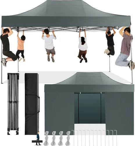 Miniatura 61 de COBIZI Toldo desplegable de 6.6 x 6.6 pies sin pared lateral, toldo resistente UPF 50+ para todas las estaciones, resistente al viento e Azul