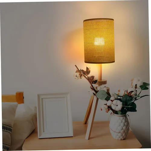 Miniatura 5 de OSALADI Pantallas de lámpara para lámparas de mesa, pantalla de ratán tejida blanca, pantalla de tambor fácil de instalar