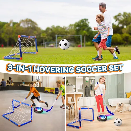Miniatura 6 de Nazano Pelota de fútbol Hover 3 en 1, juego de hockey para niños pequeños con luces LED, juguetes para interiores y exteriores para niños, regalo