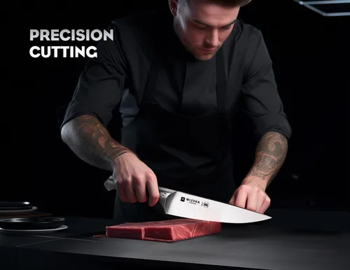 Miniatura 7 de WIZEKA Juego de cuchillos de cocina con bloque: juego de 15 piezas de cuchillos de chef profesionales ultra afilados con afilador, juego de bloque