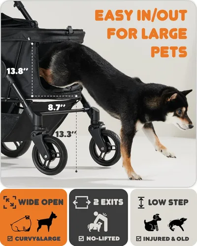 Miniatura 3 de Zoosky Cochecito mediano para perros grandes, cochecito para mascotas para perros medianos de hasta 66 libras, todo terreno con asa y toldo