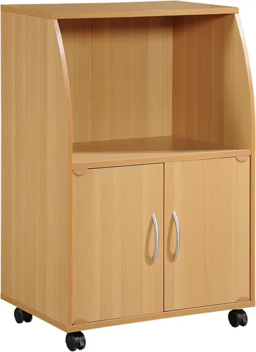 Miniatura 5 de Hodedah Mini carrito de microondas con dos puertas y estante para almacenamiento, cereza