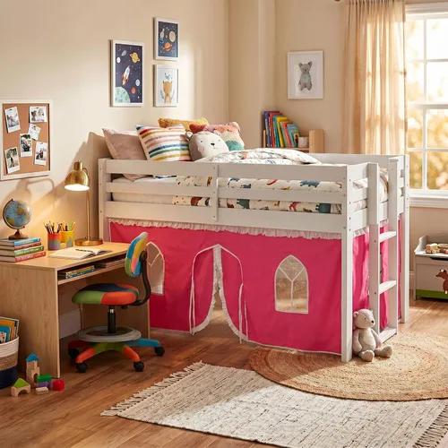 Miniatura 26 de Alaterre Furniture Jasper - Cama tipo loft junior individual, marco gris paloma y fondo de camuflaje gris