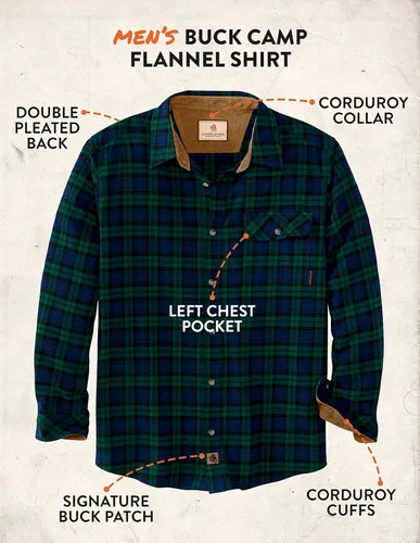 Miniatura 5 de Legendary Whitetails Camisa de franela para hombre Buck Camp