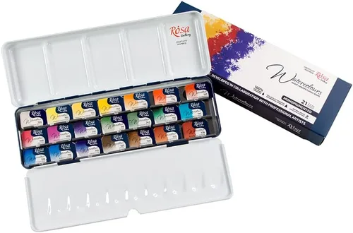 Miniatura 8 de Rosa Gallery Set de Pintura de Acuarela Profesional para Paisaje, 21 Colores de 2.5 ml, Kit de Pinturas de Alta Resistencia a la Luz para Artistas