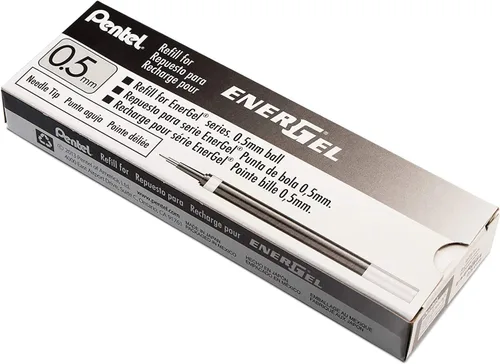 Miniatura 8 de Pentel - Tinta de recarga para pluma de gel líquido EnerGel, (0.5mm), línea fina, punta de aguja, tinta negra, caja de 12 (LRN5-A)
