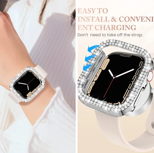 Miniatura 5 de Goton Paquete de 4 Fundas con Diamantes de Imitación para Apple Watch, Protector de 38mm para Series 3/2/1, Funda con Diamantes de Imitación