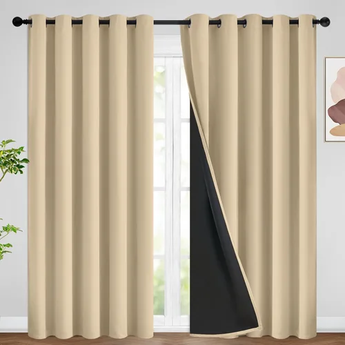 Miniatura 99 de SimpleHome - Cortinas opacas 100% para recámara, cortinas de ventana con ojales beige, con aislamiento térmico, cortinas de oscurecimiento