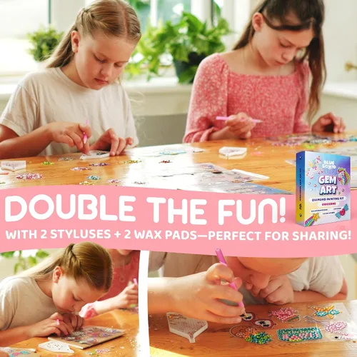 Miniatura 7 de Blue Squid Kits de Arte de Diamante para Niños – Unicornio - Juego de Regalo DIY 5D de Arte de Gemas Divertido y Fácil para Llaveros, Adhesivos