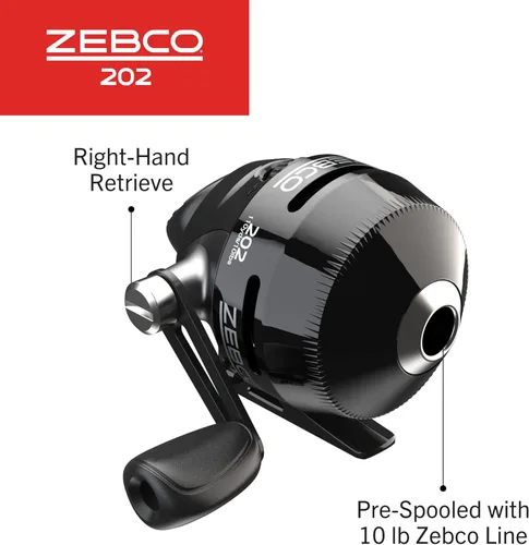 Miniatura 3 de Zebco 202 Spincast - Carrete de pesca, recuperación a mano derecha, engranajes duraderos totalmente metálicos, pin de recogida de acero inoxidable