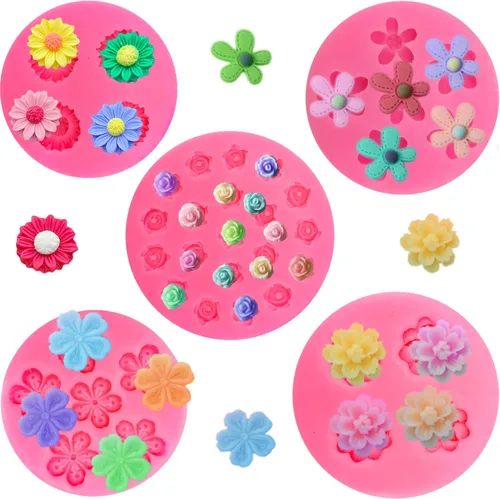 Miniatura 9 de 6 moldes de flores de silicona para chocolate, molde de margarita y fondant, molde de caramelo de rosa, molde de resina de arcilla de polímero