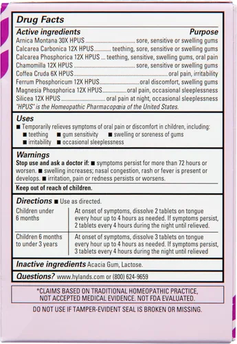 Miniatura 4 de Hyland's Tabletas calmantes nocturnas para bebés con manzanilla, alivio natural de las molestias orales, irritabilidad e hinchazón, hasta 62 dosis