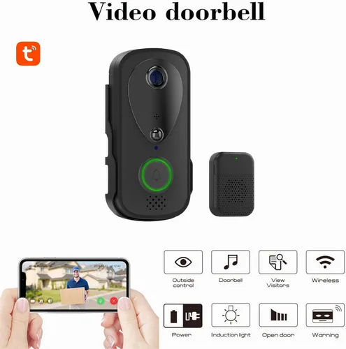 Miniatura 2 de Anillo de timbre inteligente, cámara inalámbrica con control de aplicación TY, visión nocturna por infrarrojos, WiFi de doble banda, timbre de audio