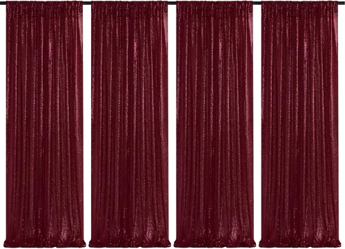 Miniatura 84 de Cortinas de fondo de lentejuelas rosas de 2 piezas, 2 pies x 8 pies, fondo de fotografía, cortina para fiestas con purpurina, fondo de boda, tela