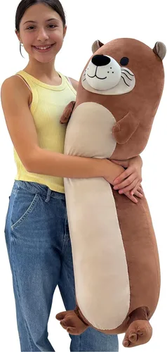 Miniatura 14 de Tezituor Almohada corporal larga de ajolote de felpa, 39.5 pulgadas, animal de peluche de ajolote rosa gigante, almohada suave para abrazar