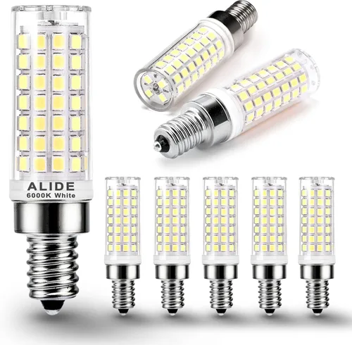 Miniatura 13 de ALIDE Bombillas LED de repuesto E12 de 75 W para candelabros C7, 2700 K, blanco cálido, 800 lm, T6, 7.5 W, bombillas LED E12 para lámpara colgante