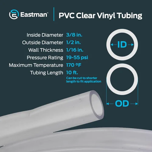 Miniatura 4 de Eastman Tubo de vinilo transparente de PVC de 3/8 pulgadas de diámetro interior (1/2 pulgada de diámetro exterior), longitud de 10 pies, 98620