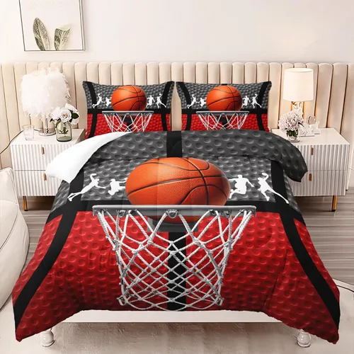 Miniatura 19 de AILONEN Juego de edredón de béisbol tamaño individual, juego de ropa de cama para niños, cama deportiva para niños en una bolsa, 1 juego de edredón