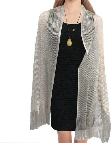 Miniatura 5 de Yeieeo Sparkling Metallic Shawls and Wraps for Evening Party Dresses with Fringe Scarf