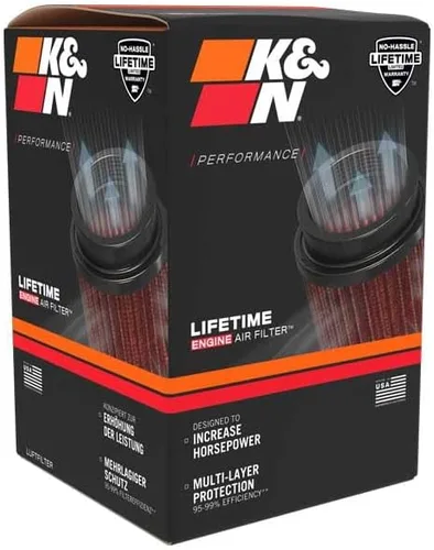 Miniatura 13 de K&N RU-5111 - Filtro de aire universal con sistema de abrazaderas redondas cónicas; diámetro interno de la brida 3 pulgadas (76 mm); altura 5.75