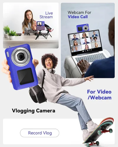Miniatura 7 de Cámara digital, cámara dual de pantalla real 2.7K para fotografía, cámara de vlogging con enfoque automático para video de YouTube, zoom 16x