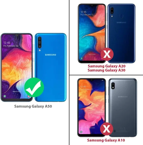 Miniatura 2 de TJS Funda compatible con Samsung Galaxy A50 2019, con protector de pantalla de vidrio templado, anillo de metal, soporte magnético, resistente Negro